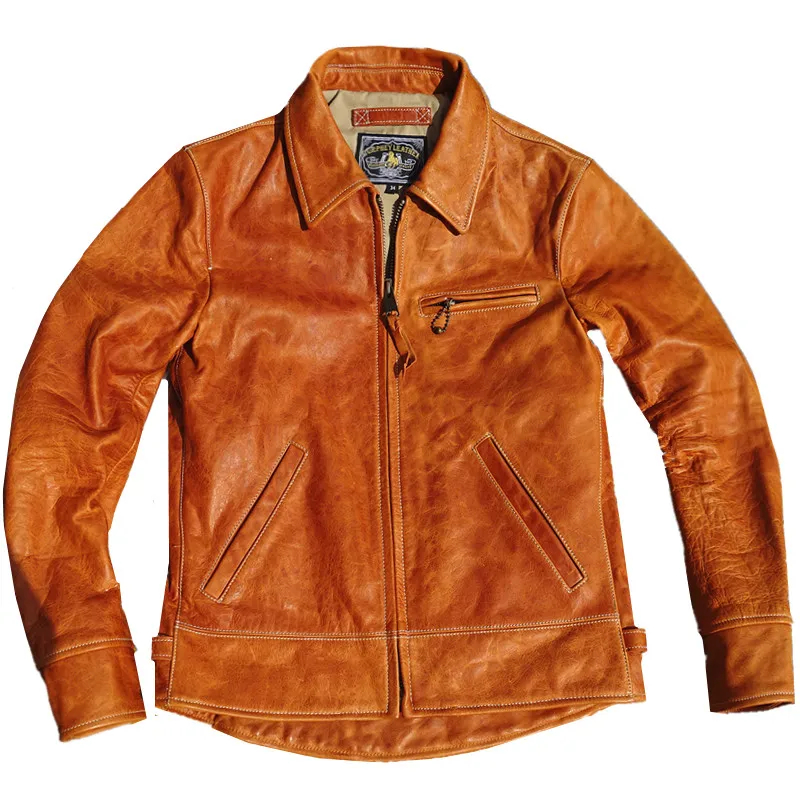 Leather Work Jacket - جاكيت رجالي من جلد الحصان ،