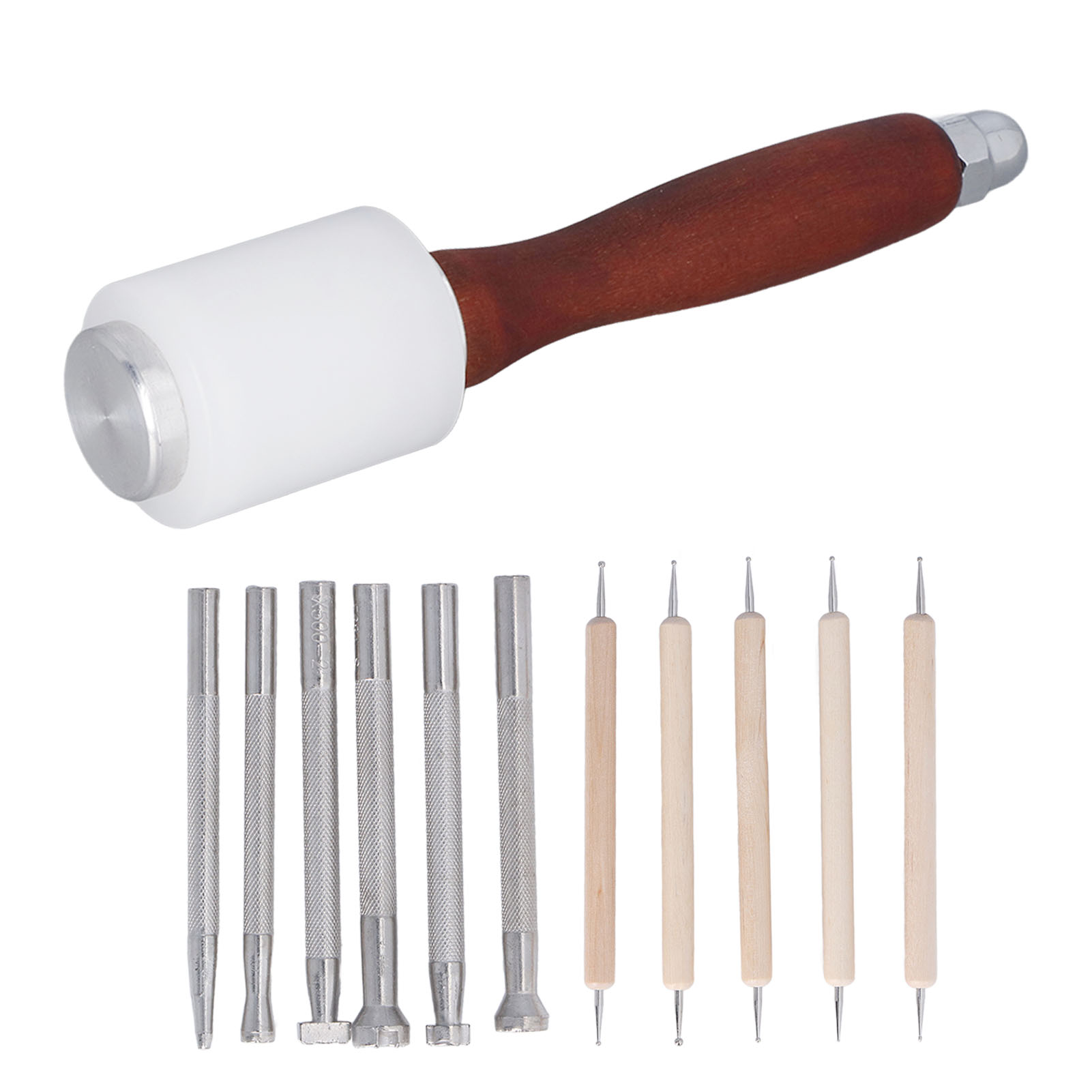 12 قطعة من أدوات ختم الجلد الم - مراجعة Leatherwork Hammer وسعره
