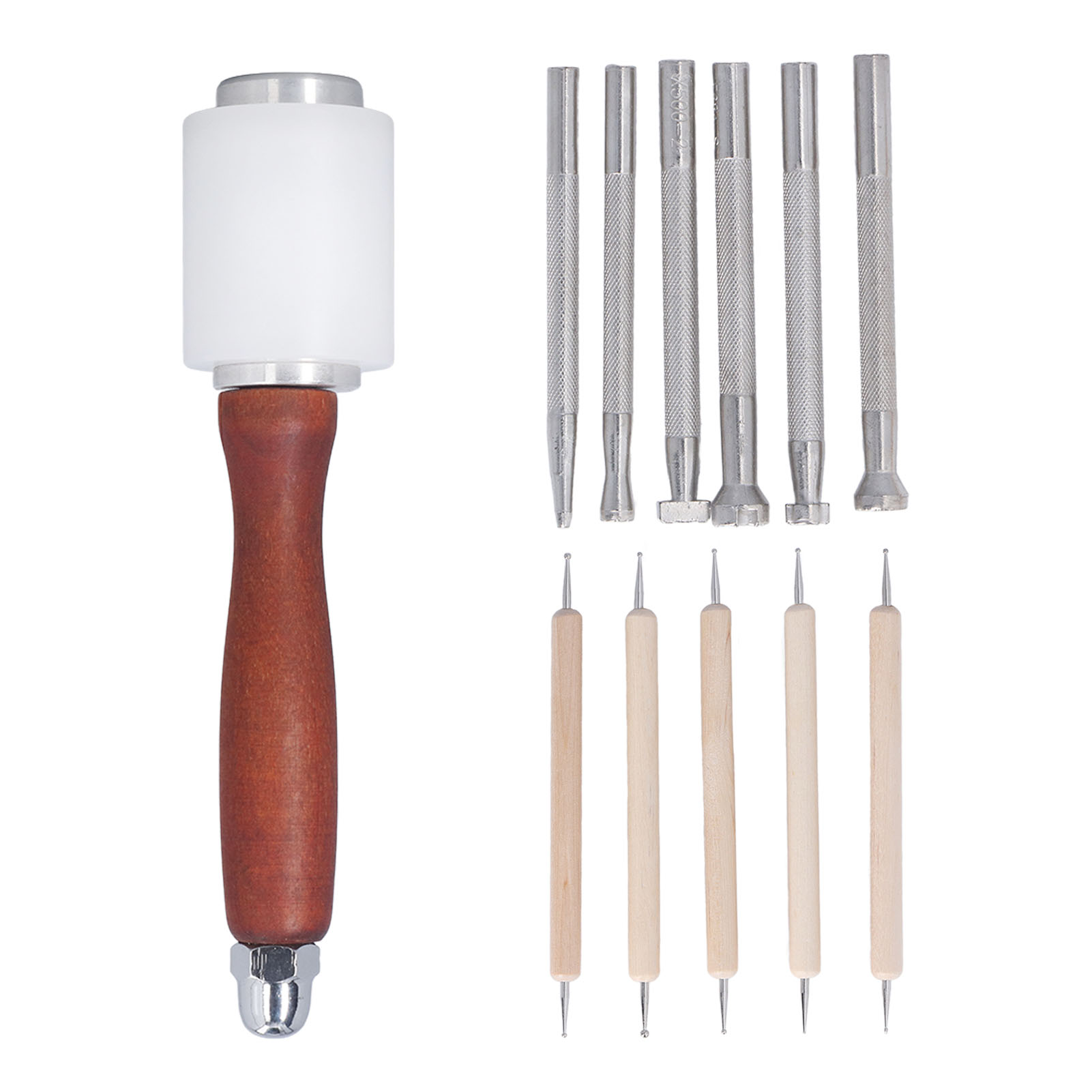 12 قطعة من أدوات ختم الجلد الم - مراجعة Leatherwork Hammer وسعره