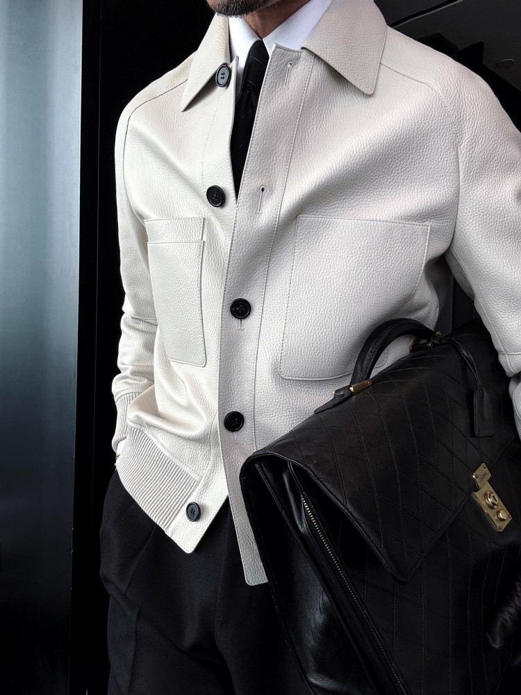 جاكيت رجالي إيطالي التصميم من  - مراجعة Leather Work Jacket وسعره
