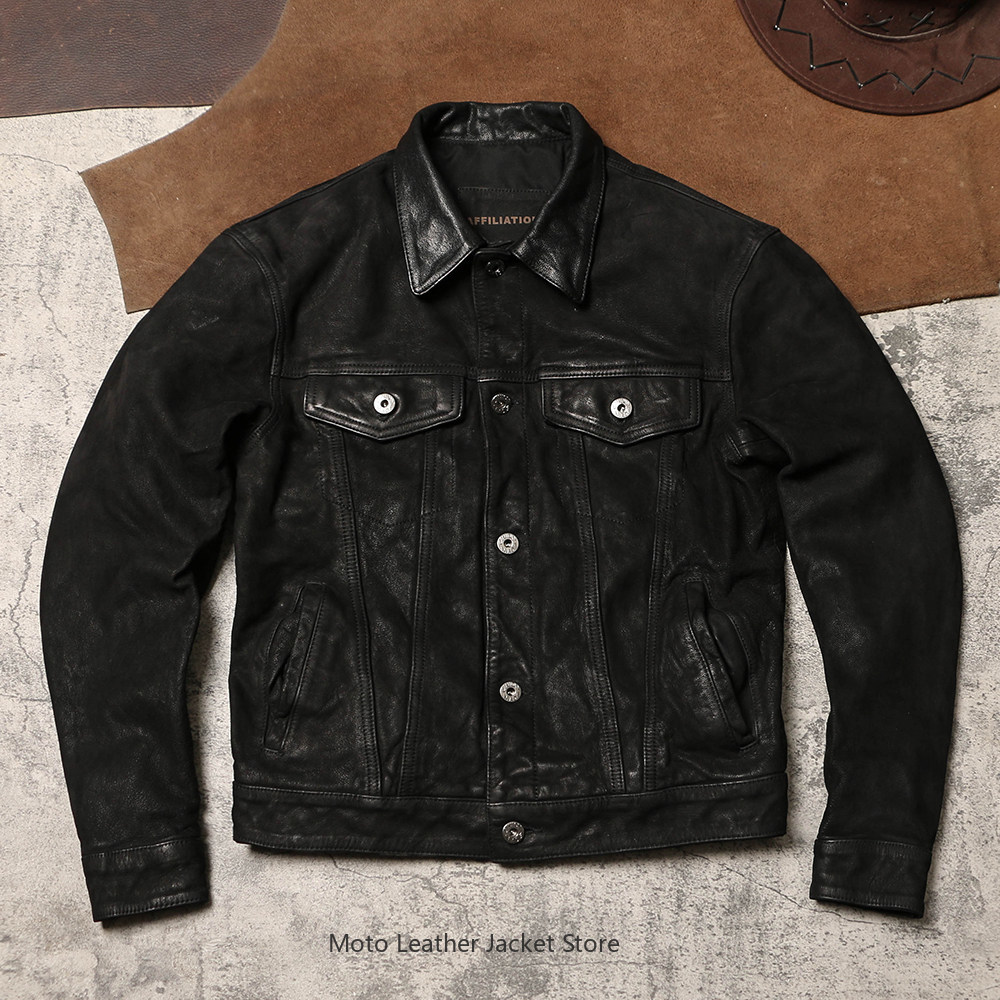 جاكيت جلد طبيعي بتصميم ريترو ع - مراجعة Leather Work Jacket وسعره