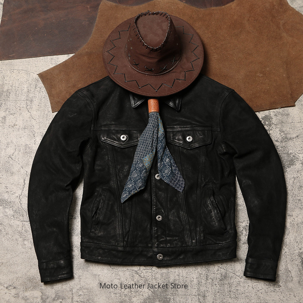 جاكيت جلد طبيعي بتصميم ريترو ع - مراجعة Leather Work Jacket وسعره