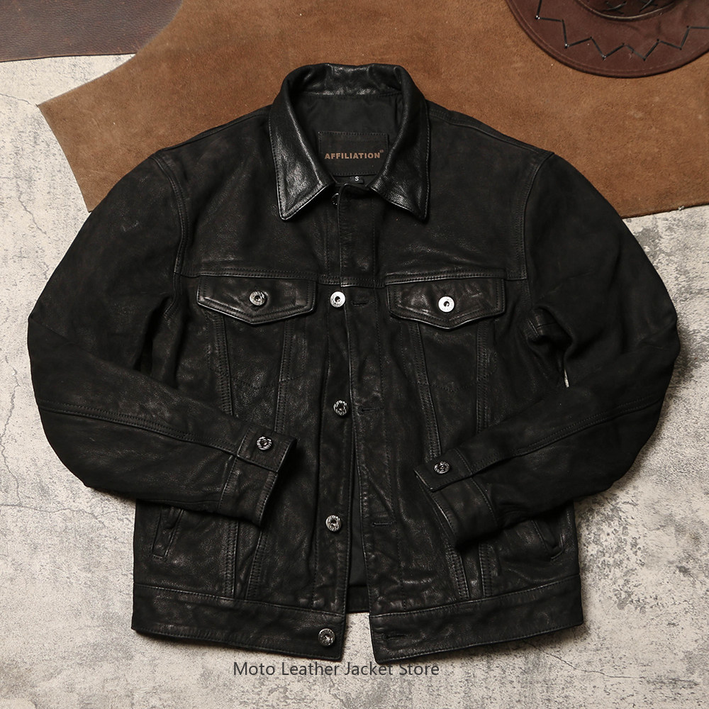 جاكيت جلد طبيعي بتصميم ريترو ع - مراجعة Leather Work Jacket وسعره