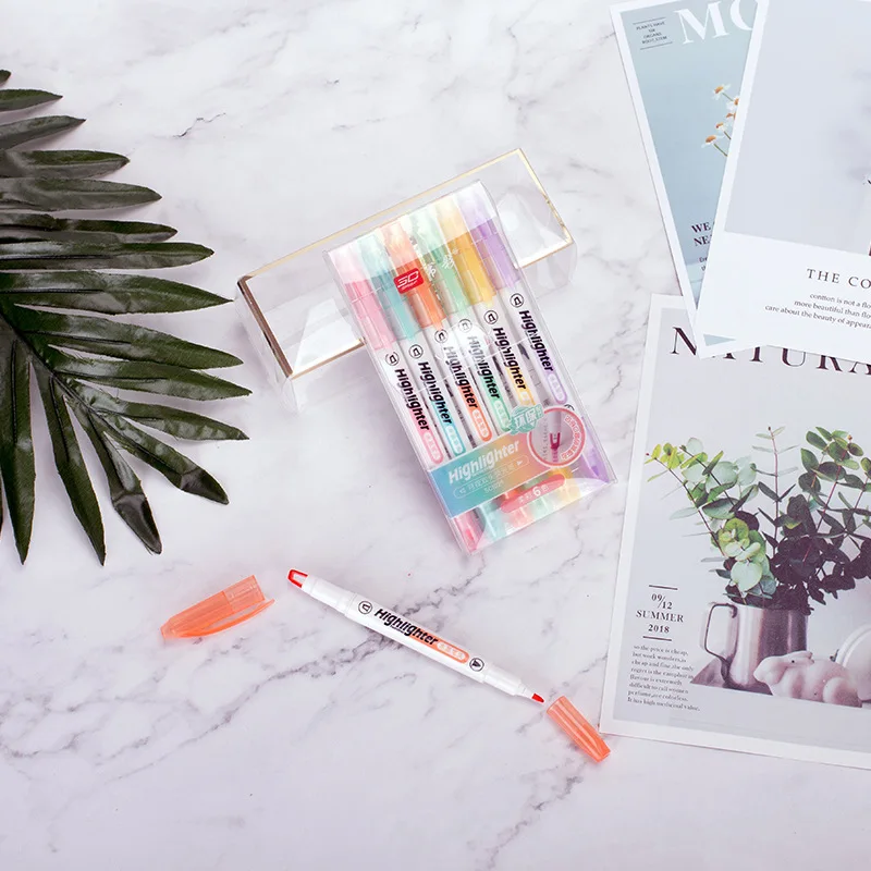 6 ألوان/مجموعة قلم تحديد فريد  - مراجعة Stabilo Marker Boss وسعره
