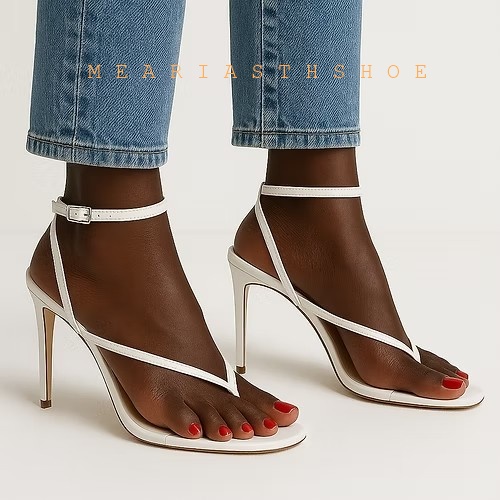 صندل نسائي بكعب عالٍ رفيع مدبب - مراجعة Leather Work Heels وسعره